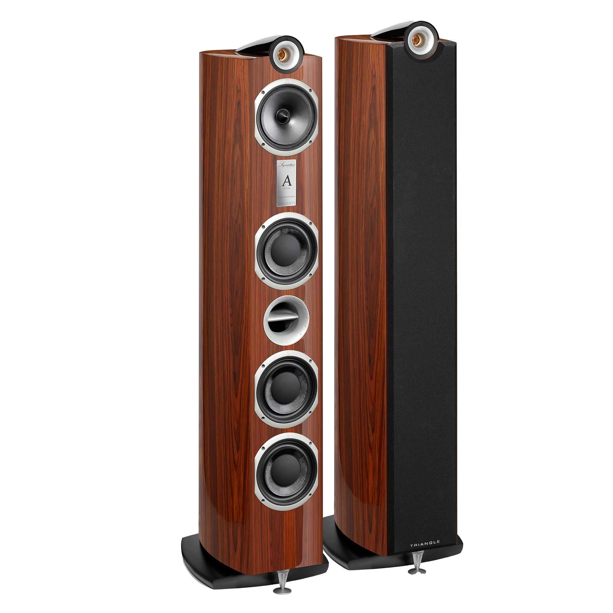 Enceinte colonne hifi triangle-signature-golden-oak-packshot-paire